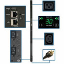 Eaton 5.5kW Single-Phase Monitored PDU, LX Interface, 208/230V Outlets (36 C13/6 C19), L6-30P, 10 ft. (3.05 m) Cord, 0U 1.8m/70 in. Height, TAA - PEGASUSS 