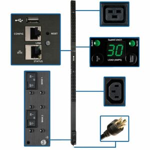 Eaton 5.5kW Single-Phase Monitored PDU, LX Interface, 208/230V Outlets (36 C13/6 C19), L6-30P, 10 ft. (3.05 m) Cord, 0U 1.8m/70 in. Height, TAA - PEGASUSS 