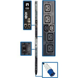 Tripp Lite by Eaton 16.2kW 208V 3PH Monitored Per-Outlet PDU - LX Interface, Gigabit, 18 Outlets, IEC 309 60A Blue Input, LCD, 1.8 m Cord, 0U 1.8 m Height, TAA - PEGASUSS 