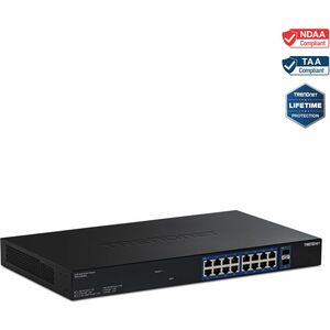 TRENDnet 18-Port Multi-Gig Web Smart Switch, TEG-3182WS, 16 x 2.5Gb Ports, 2 x 10Gb SFP+ Ports, NDAA TAA Compliant, Lifetime Protection, Remote Cloud Management, Black