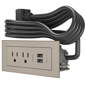Legrand Furniture Power 2-Outlet with USB-A Unit- Nickel - PEGASUSS 