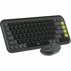 Logitech POP ICON COMBO, Bluetooth Keyboard and Mouse Combo, Comfortable Typing, Programmable Keys and Buttons, Quiet Clicks (Graphite & Green) - PEGASUSS 