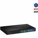 TRENDnet 20-Port Gigabit Web Smart 370W PoE+ Switch; TPE-1620WSF; 16 Gigabit PoE+ Ports; 4 Shared Gigabit Ports(RJ-45 or SFP); 370W PoE Budget;Managed PoE+ Ethernet Network Switch; Lifetime Protection - PEGASUSS 