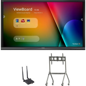 ViewSonic ViewBoard IFP7550-E4 - 4K Interactive Display with WiFi Adapter and Slim Trolley Cart - 350 cd/m2 - 75" - PEGASUSS 