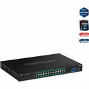 TRENDnet 26-Port Industrial Gigabit L2 Managed PoE+ Switch, TI-RP262i, 1U 19" Rackmount, 24 x Gigabit PoE+ Ports, 2 x SFP Slots (100/1000Base-FX), IP30, VLAN, QoS, 685W PoE Power Budget, Fanless - PEGASUSS 