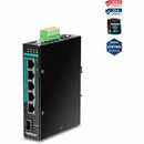 TRENDnet 6-Port Hardened Industrial Gigabit Poe+ Layer 2 Managed DIN-Rail Switch, 4 x Gigabit PoE+ 802.3at Ports, 1 x Gigabit Port, 1 x Gigabit SFP Slot, 120W Power Budget, Black, TI-PG541i - PEGASUSS 