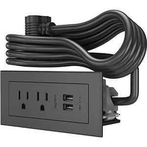 Legrand Furniture Power 2-Outlet with USB-A Unit -10' Cord- Black - PEGASUSS 