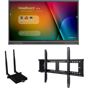 ViewSonic IFP8652-1C-E1 86 Inch 4K Ultra HD Interactive Flat Panel Display with Integrated Microphone, USB-C, Wireless AC Adapter, and Wall Mount - PEGASUSS 