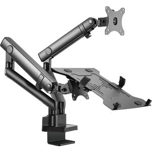 Aluminum Mechanical Spring Slim Monitor Arm with Laptop Holder - 17" to 32" - PEGASUSS 