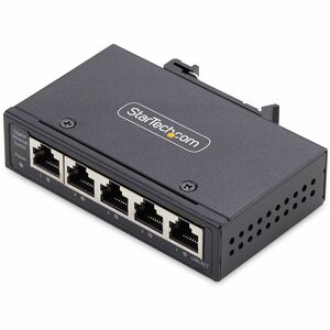 StarTech.com 5-Port Unmanaged Industrial Network Switch, 10/100/1000 Ethernet, DIN Rail/Wall-Mount, IP30 Rated, -40F-167F, 9~60V DC, TAA - PEGASUSS 