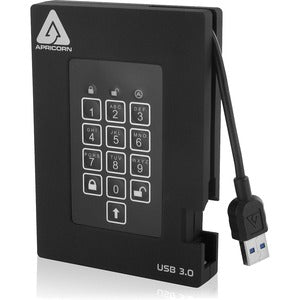 Apricorn Aegis Padlock Fortress 2 TB Portable Hard Drive - 2.5" External - Black - PEGASUSS 