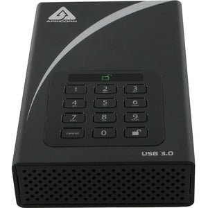 Apricorn Aegis Padlock DT ADT-3PL256-12TB 12 TB Desktop Hard Drive - External - Black - TAA Compliant - PEGASUSS 