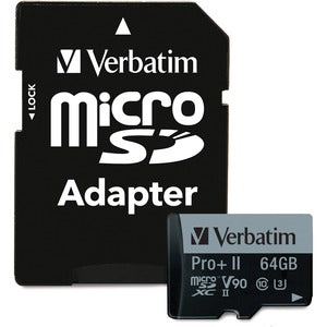 Verbatim Pro II Plus 64 GB Class 10/UHS-II (U3) microSDXC - 1 Pack - PEGASUSS 