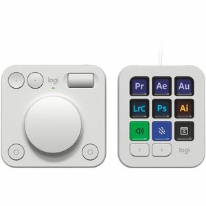 Logitech MX Creative Console, Programmable Keypad With 9 Customizable LCD Keys and Control Dial for Graphic Design, Video Editing, Photography, use with Adobe, Zoom, Spotify and more (Pale Grey) - PEGASUSS 