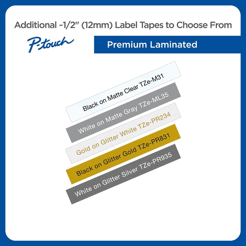 Tape, Laminated Black on White, 12Mm (Tze231)