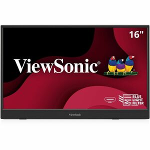ViewSonic VA1653 16 Inch 1080p FHD IPS Portable Monitor with Eye Care, Built-in Stand, USB C, Mini HDMI, and Protective Case External Second Screen For Laptops, PC, Mac, and Gaming Consoles - PEGASUSS 