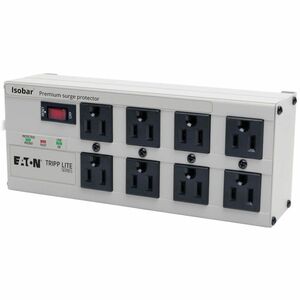 Eaton Tripp Lite Series Isobar 8-Outlet Surge Protector, 12 ft. Cord with Right-Angle Plug, 3840 Joules, Diagnostic LEDs, Tel/Fax/Modem, Metal