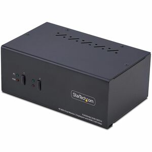 StarTech.com 2-Port Dual-Monitor DisplayPort and HDMI KVM Switch, 4K 60Hz, 2-Port USB 5Gbps Hub, 2x USB HID Ports, Hotkeys, TAA Compliant