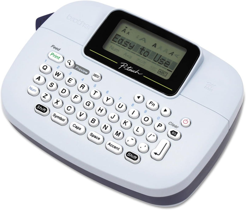 P-Touch, PTM95, Handy Label Maker, 9 Type Styles, 8 Deco Mode Patterns, Navy Blue, Blue Gray