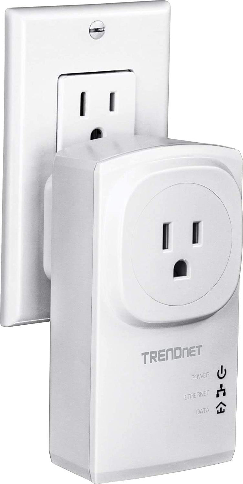 Trendnet Powerline 500 AV Nano Adapter Kit with Built-In Outlet, with Power Outlet Pass-Through, Includes 2 X TPL-407E Adapters, TPL-407E2K (Renewed)