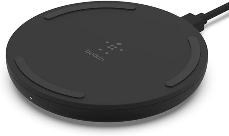 Quick Charge Wireless Charging Pad - 10W Qi-Certified Charger Pad for Apple Iphone, Samsung Galaxy, Pixel, Airpods Pro & More, Charge While Listening to Music, Streaming Videos - Black (No PSU)