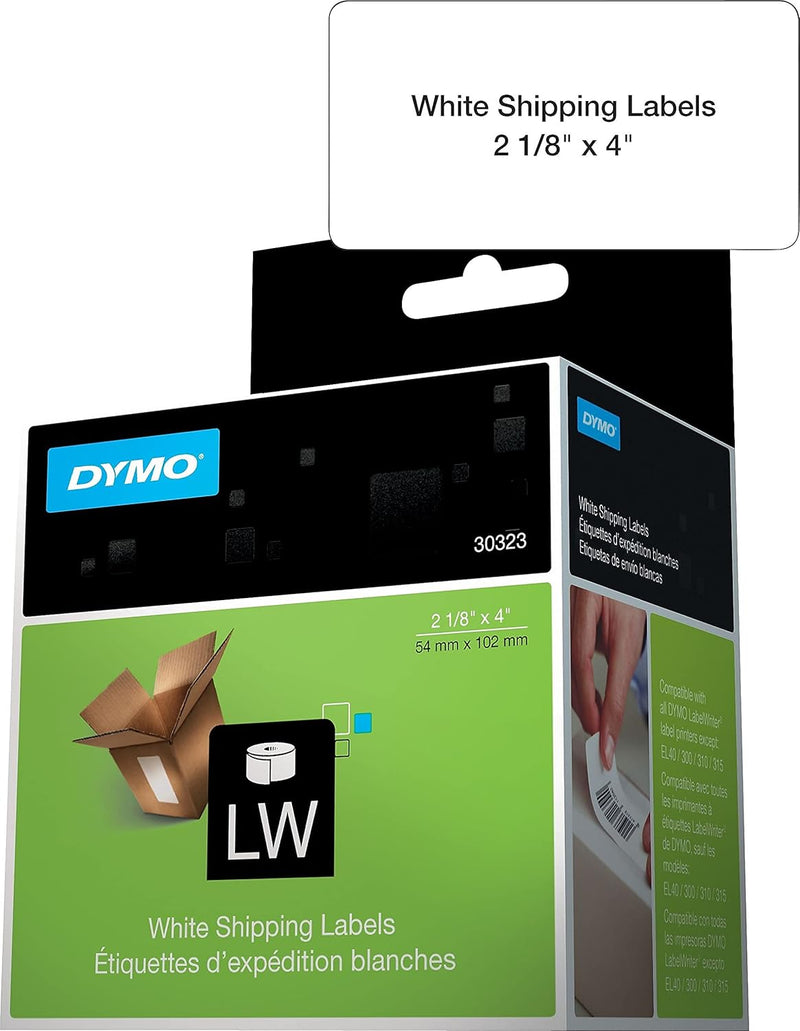 DYMO 30323 Labelwriter Shipping Labels, 2 1/8 X 4, White, 220 Labels/Roll