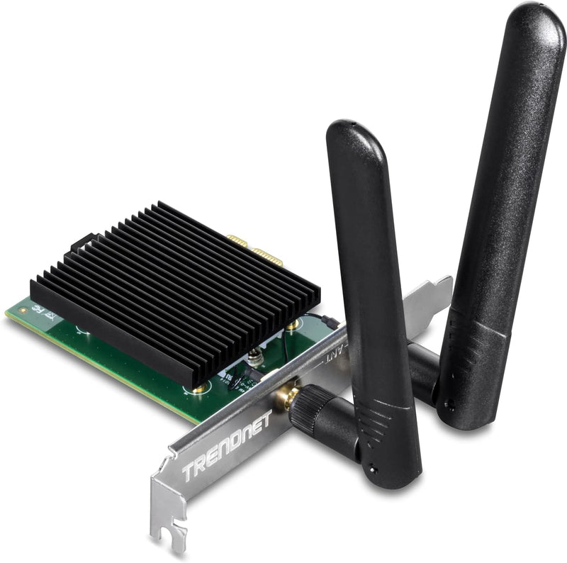 AX3000 Wireless Dual Band & Wifi 6 Pcie Adapter, Bluetooth 5.2 Class 2, 2401 Mbps Wireless AX, 600 Mbps Wireless N Bands, Windows 10, Supports up to WPA3 Wifi Connectivity, Black, TEW-907ECH