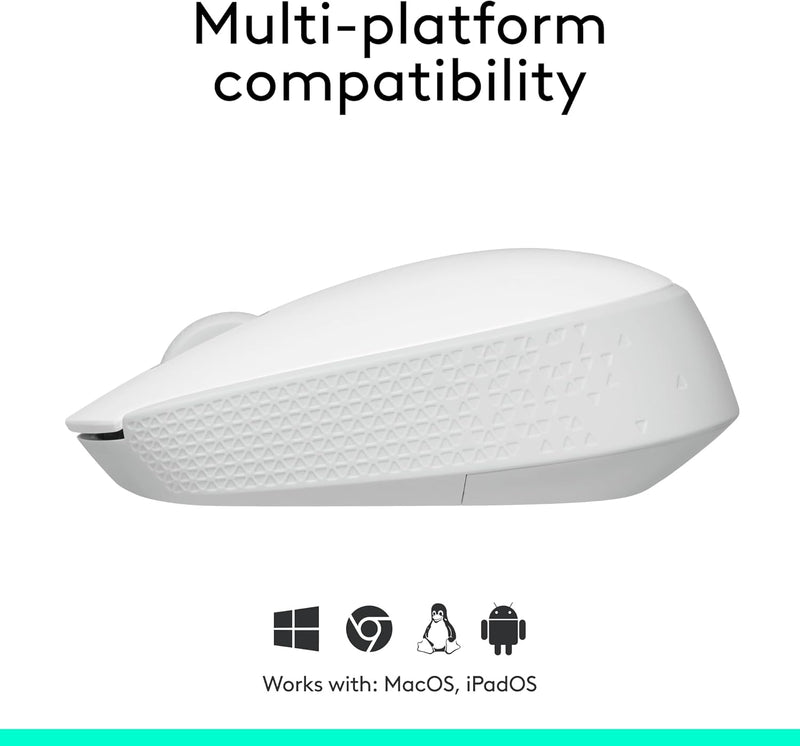 M170 Wireless Mouse for PC, Mac, Laptop, 2.4 Ghz with USB Mini Receiver, Optical Tracking, 12-Months Battery Life, Ambidextrous - off White