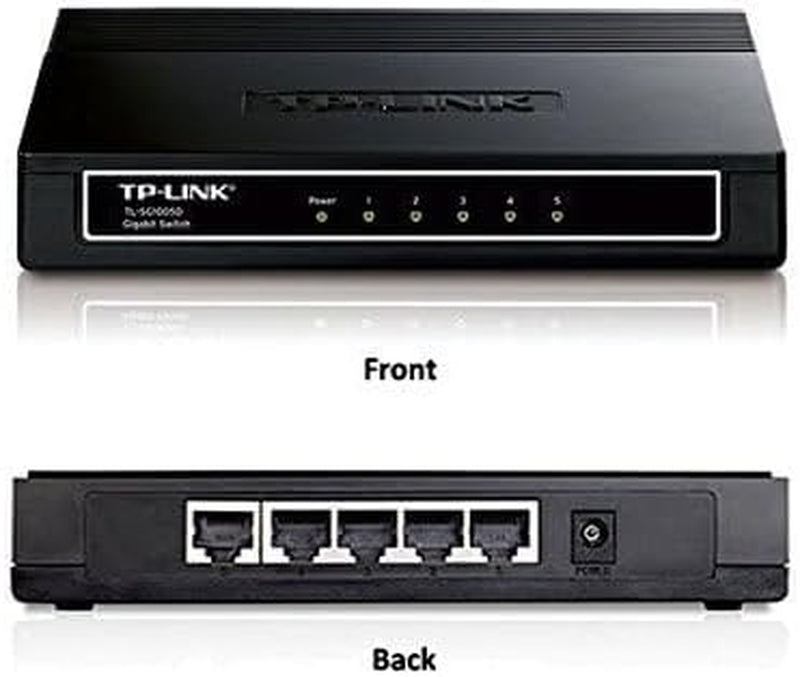 5 Port Gigabit Ethernet Network Switch | Plug and Play | Desktop or Wall-Mount | Plastic Case Ethernet Splitter | Fanless | Traffic Optimization | Unmanaged (Tl-Sg1005D),Black