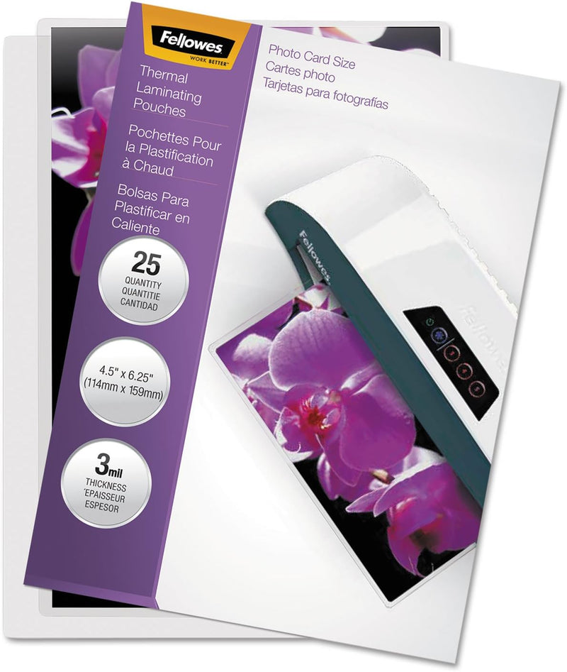 Fellowes 5208301 Laminating Pouch 3Mil 4 1/2 X 6 1/4 25/Pack