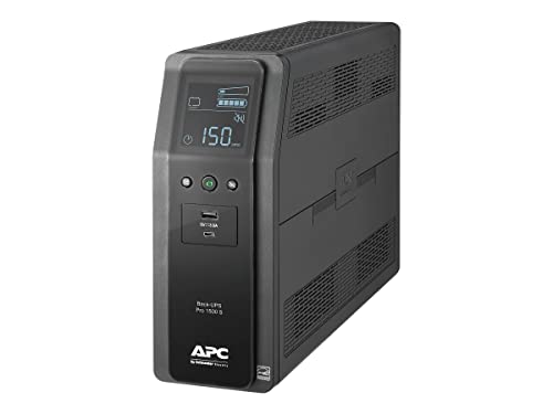 APC UPS 1500VA Sine Wave UPS Battery Backup, BR1500MS2 Backup Battery Power Supply, AVR, 10 Outlets, (2) USB Charger Ports - PEGASUSS 