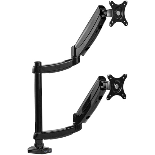Fellowes 8043401 Platinum Series Stacked Monitor Mount, Adjustable Computer Monitor Stand for 2 Monitors with Dual Monitor Arms, 32 Inch Monitor Capacity