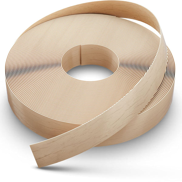 Dovetail Birch Edge Banding Wood Veneer Tape 50Ft 3/4 Inch Wide | Pre-Glued, Long Thin Real Wood Veneer Strips | Iron-On Wood Veneer Edging