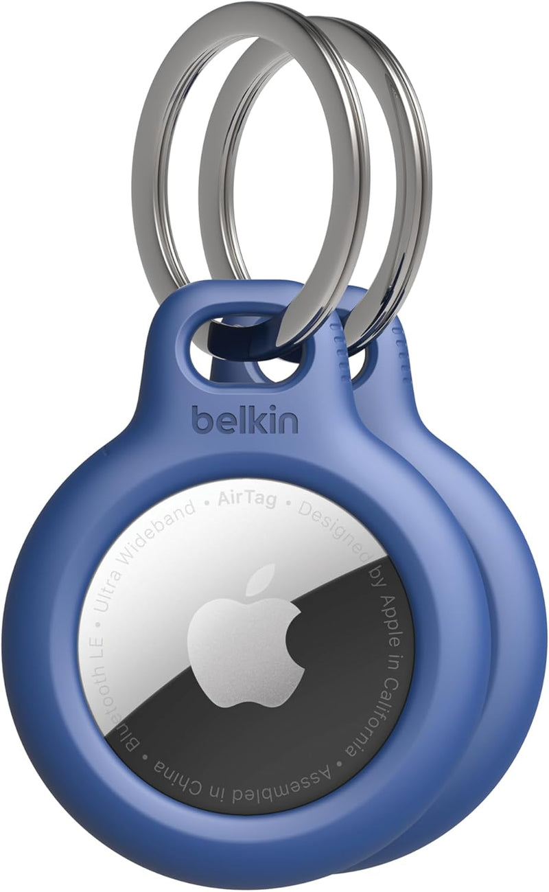 Apple Airtag Secure Holder with Key Ring, Durable Scratch Resistant Case with Open Face & Raised Edges, 2 Count (Pack of 1)