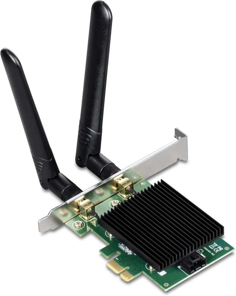 AX3000 Wireless Dual Band & Wifi 6 Pcie Adapter, Bluetooth 5.2 Class 2, 2401 Mbps Wireless AX, 600 Mbps Wireless N Bands, Windows 10, Supports up to WPA3 Wifi Connectivity, Black, TEW-907ECH