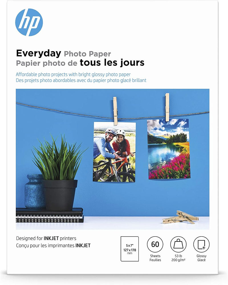 Everyday Photo Paper, Glossy, 5X7 In, 60 Sheets (CH097A)