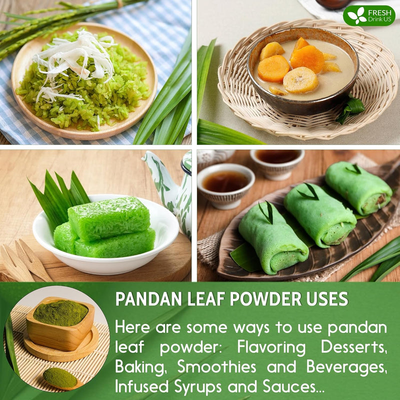 , Premium 4.5Oz Pandan Leaf Powder, 100% Natural and Pure from Pandan Dried Leaves, Emerald Pandan Leaf Powder, Green Food Coloring Powder, No Additives, No Gluten, Vegan.