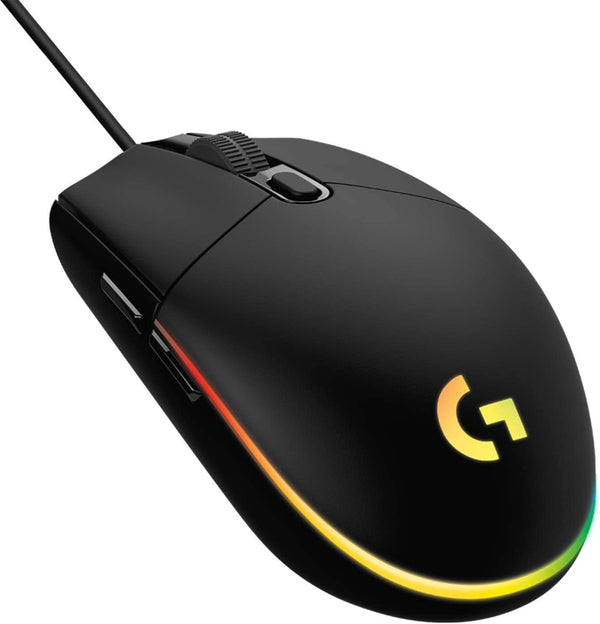 Logitech G203 LIGHTSYNC Wired Gaming Mouse, 8,000 DPI, Rainbow Optical Effect RGB, 6 Programmable Buttons, On-Board Memory, Pc/Mac Computer, Laptop Compatible - Black (Renewed)