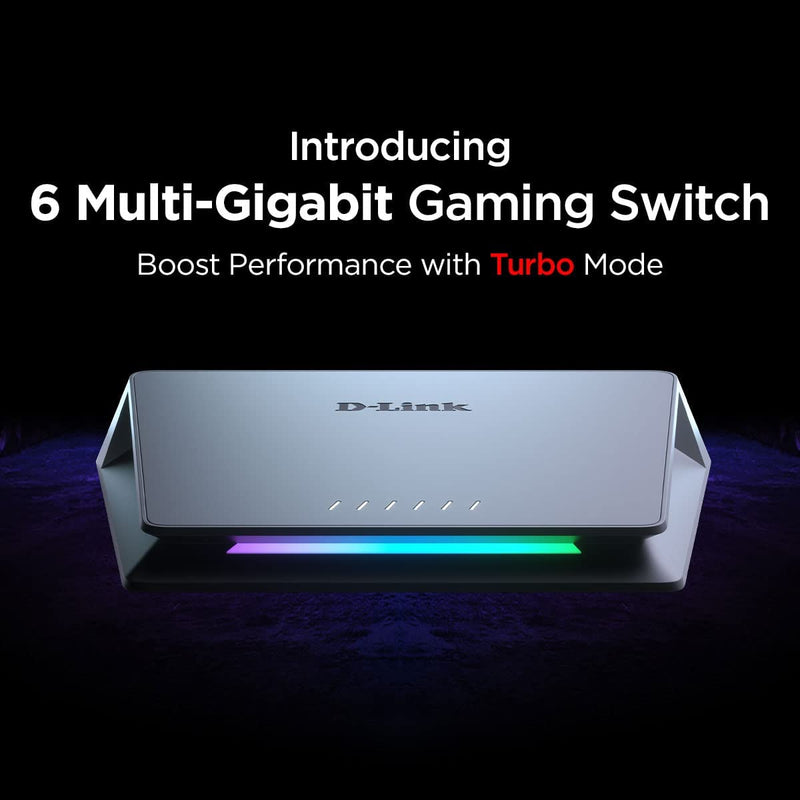 6-Port 10GB & 2.5GB Unmanaged Gaming Switch with 1 X 10G, 5 X 2.5G - Multi-Gig, Network, Fanless, Plug & Play, Colored Indicator (DMS-106XT)