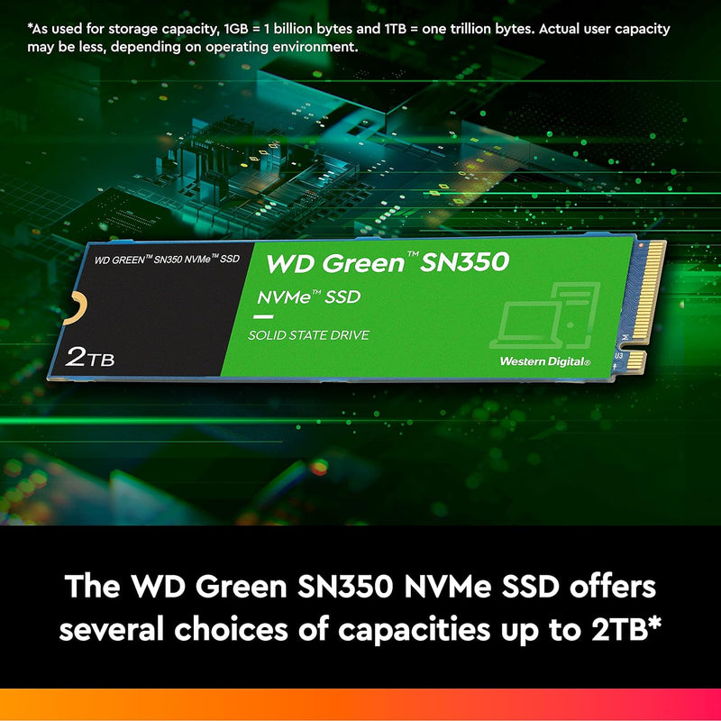 960GB WD Green SN350 Nvme Internal SSD Solid State Drive - Gen3 Pcie, M.2 2280, up to 2,400 Mb/S - WDS960G2G0C