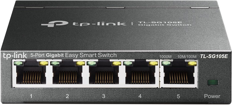 TL-SG105E | 5 Port Gigabit Switch | Easy Smart Managed | Plug & Play | Desktop/Wall-Mount | Shielded Ports | Qos, Vlan, IGMP and Link Aggregation | Ethernet Splitter | Network Hub | Black