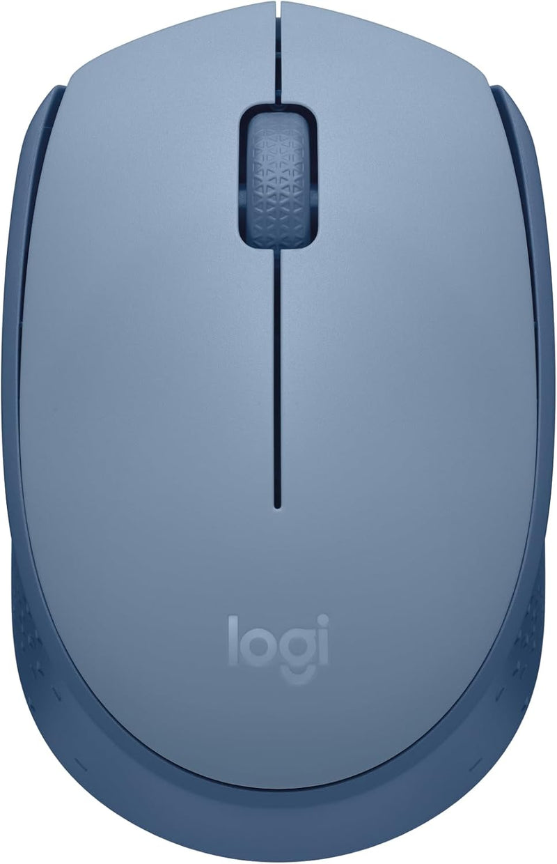 Logitech M170 Wireless Mouse for PC, Mac, Laptop, 2.4 Ghz with USB Mini Receiver, Optical Tracking, 12-Months Battery Life, Ambidextrous - Blue Grey