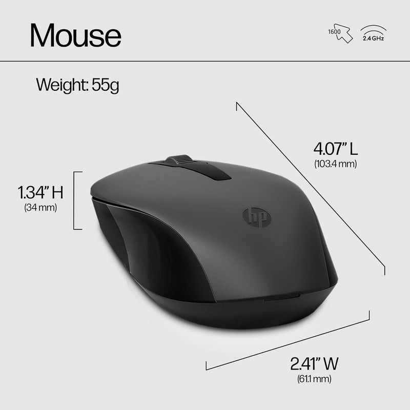 330 Wireless Keyboard and Mouse Combo - 2.4 Ghz Wireless USB Receiver - Chiclet Keys, 12 Keyboard Shortcuts - 1600 DPI Multi-Surface Mouse - LED Num Lock, Caps Lock, Scroll Lock (2V9E6AA)