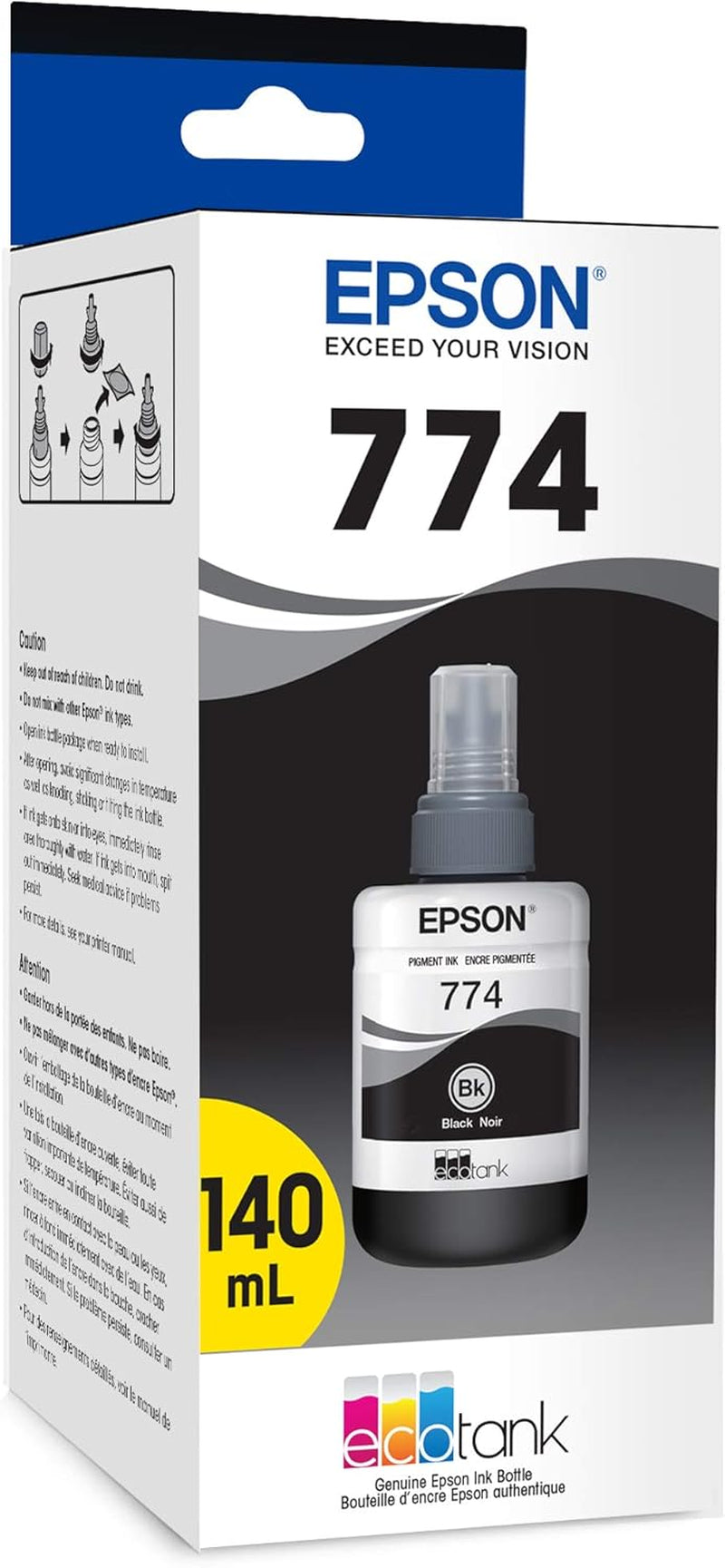 774 Ecotank Ink Ultra-High Capacity Bottle Black (T774120-S) Works with Ecotank ET-4550, ET-3600, ET-16500