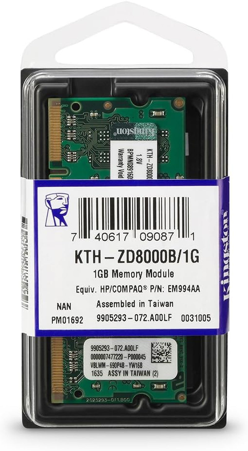 1 GB DDR2 SDRAM Memory Module 1 GB 667Mhz DDR2667/PC25300 Nonecc DDR2 SDRAM 200Pin Sodimm KTH-ZD8000B/1G