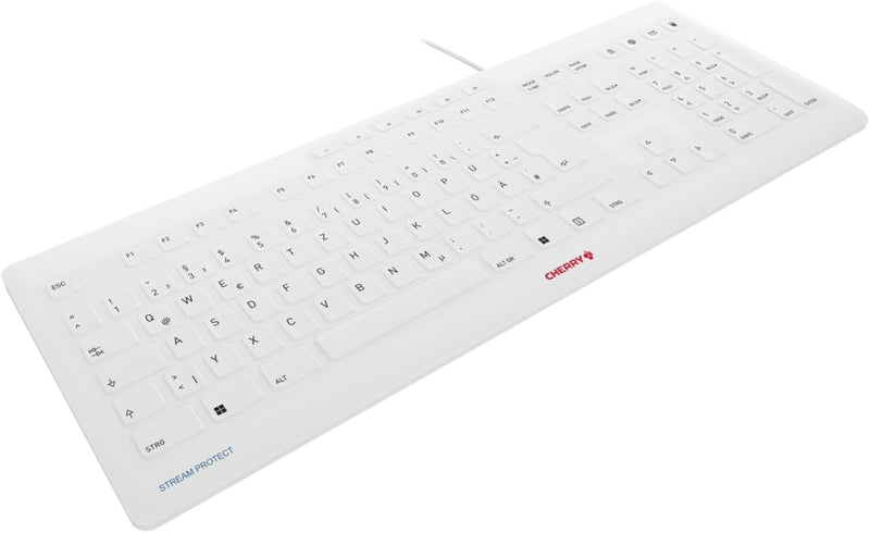 Cherry Stream Protect Keyboard for the Medical Industry Full Size Removable Cover for Hospital, Dentist, Cleanroom, Laboratory and Industrial. Fast to Clean and Flexible Silicone