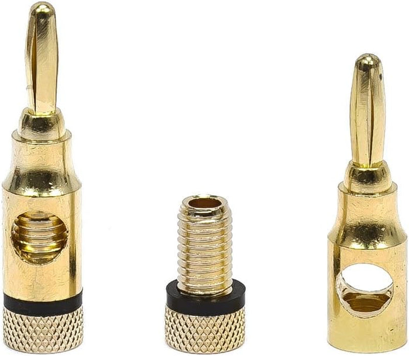 109437 5PRJX74047 Gold Plated Speaker Banana Plugs – 5 Pairs – Open Screw Type, for Speaker Wire, Home Theater, Wall Plates and More