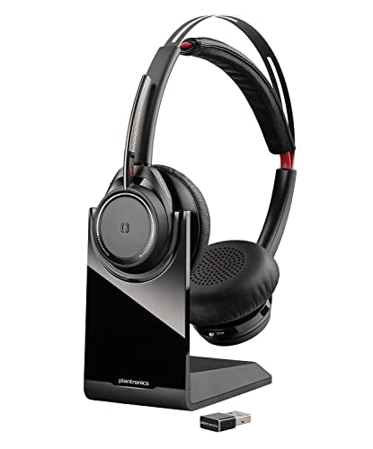 Poly - Voyager Focus UC with Charge Stand (Plantronics) - Bluetooth Dual-Ear (Stereo) Headset with Boom Mic - USB-A Compatible with PC and Mac - Active Noise Canceling - Works with Teams, Zoom & more - PEGASUSS 