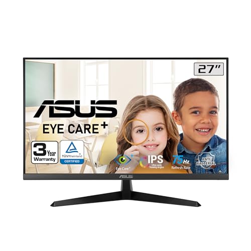 ASUS 27” 1080P Eye Care Monitor (VY279HF) – Full HD, IPS, 100Hz, SmoothMotion, 1ms, Adaptive Sync, for Working and Gaming