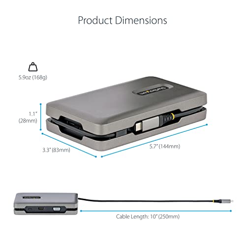 StarTech.com USB-C Dual Monitor Multiport Adapter up to 4K 60Hz USB-C DP Alt Mode Video Output & HDMI 2.0, or 1080p VGA, 100W PD Pass-Through, USB Type C Mini Docking Station, MST Hub (DKM31C3HVCPD)
